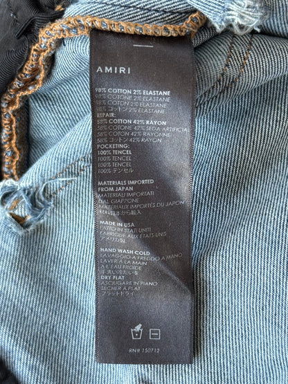 Amiri Classic Indigo Orange Plaid Patch PPX1 Jeans