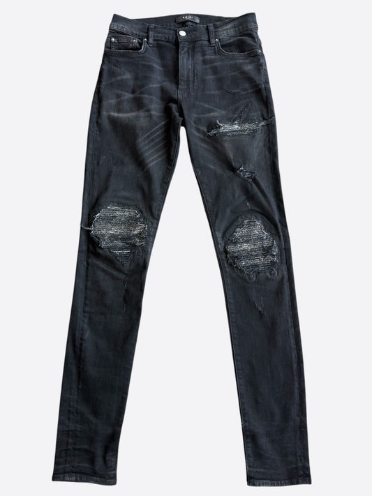 Amiri Aged Black & White Bandana Patch MX1 Jeans