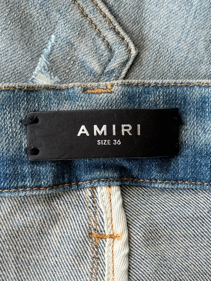 Amiri Clay Indigo Brown Plaid Patch MX1 Jeans