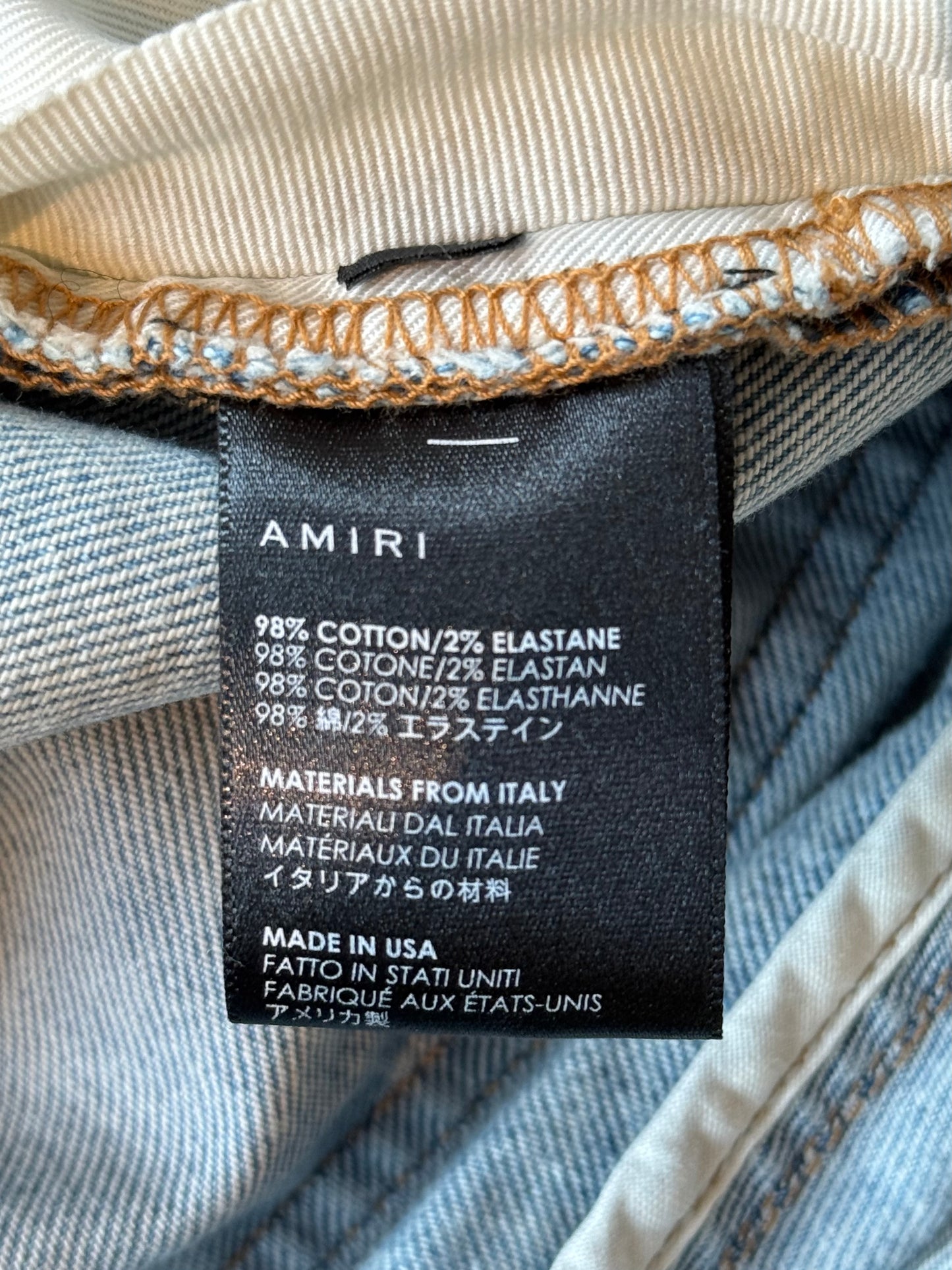 Amiri Indigo & Black Bandana Patch MX1 Jeans