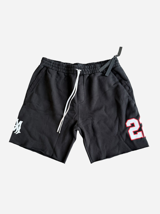 Amiri Black & White 22 Football Logo Shorts