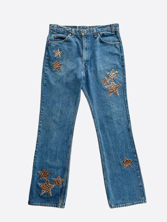 Chrome Hearts Levis Blue Cheetah Star Patch Jeans