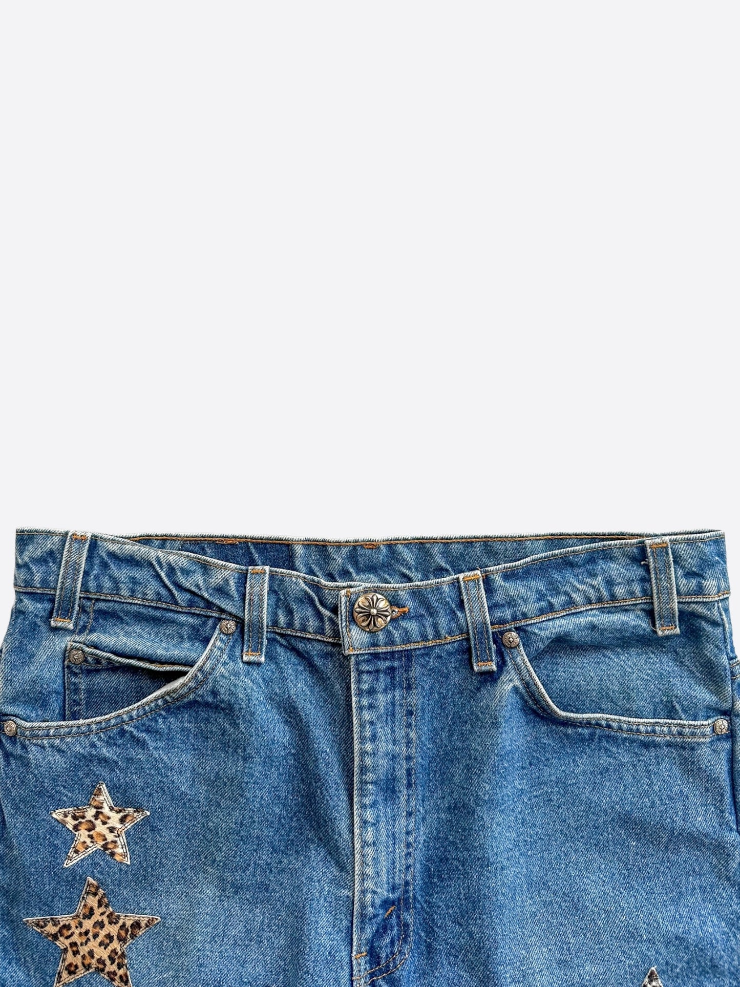 Chrome Hearts Levis Blue Cheetah Star Patch Jeans