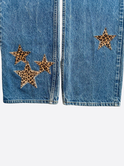 Chrome Hearts Levis Blue Cheetah Star Patch Jeans