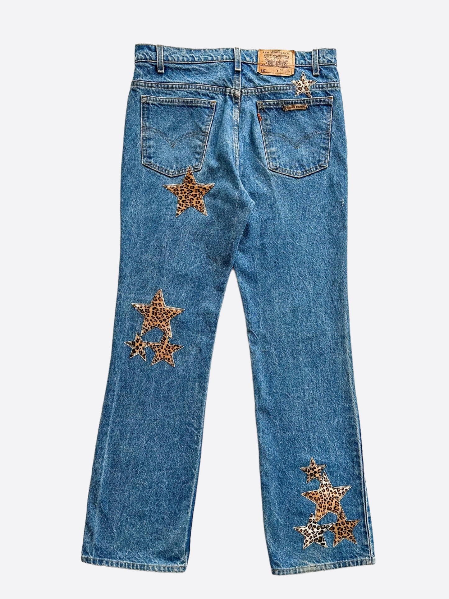 Chrome Hearts Levis Blue Cheetah Star Patch Jeans