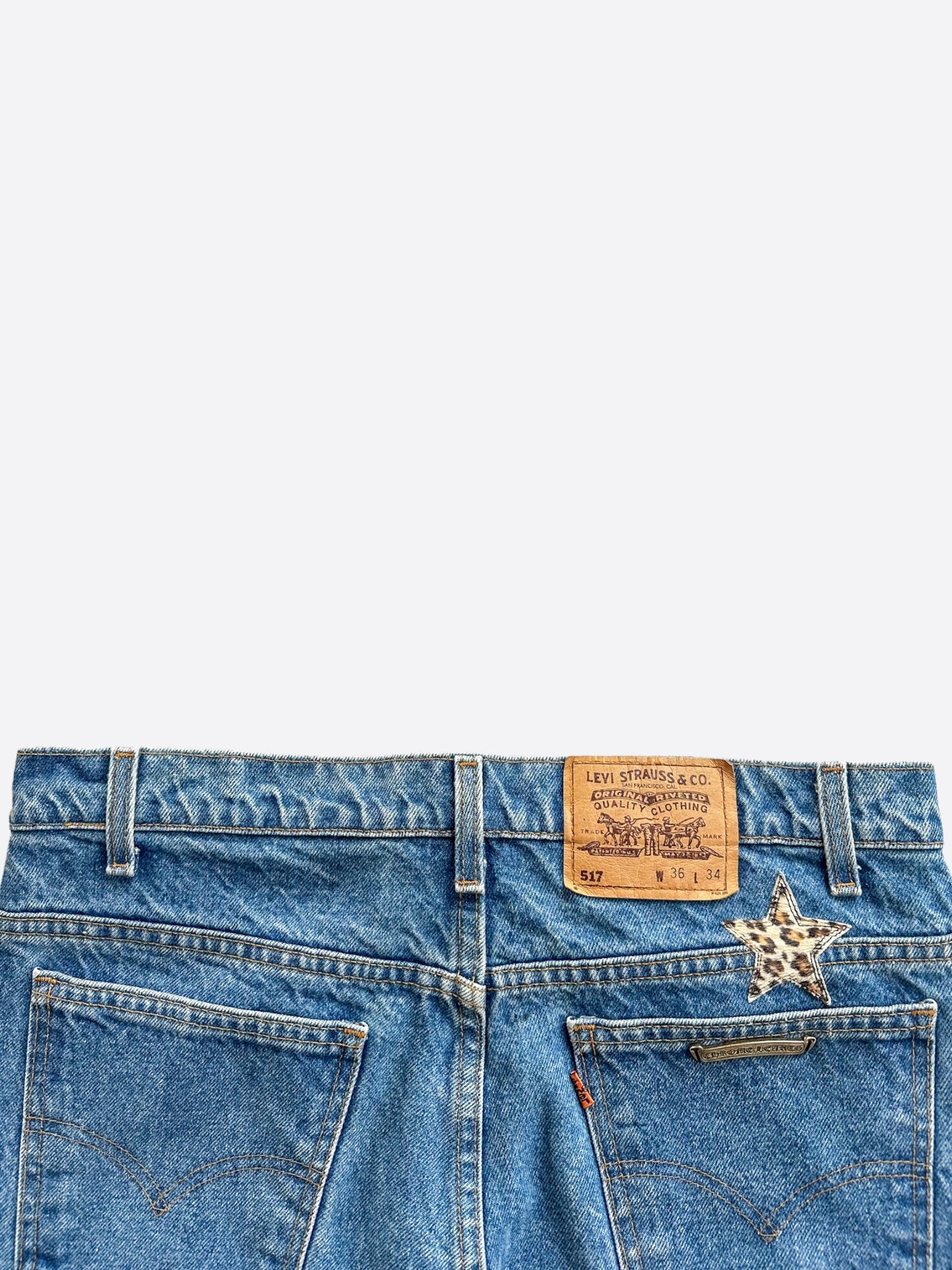 Chrome Hearts Levis Blue Cheetah Star Patch Jeans