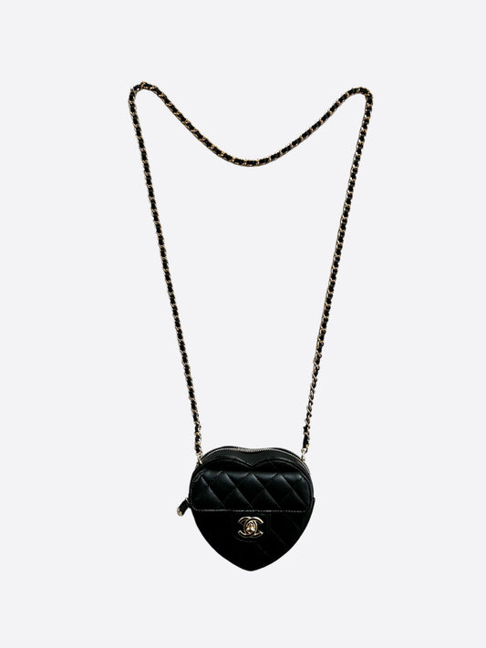 Chanel Black Quilted Mini Heart Bag