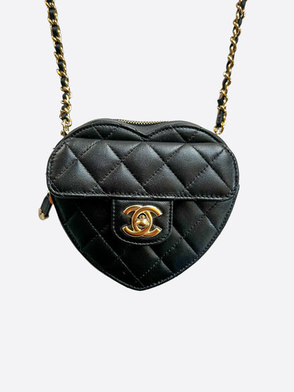 Chanel Black Quilted Mini Heart Bag