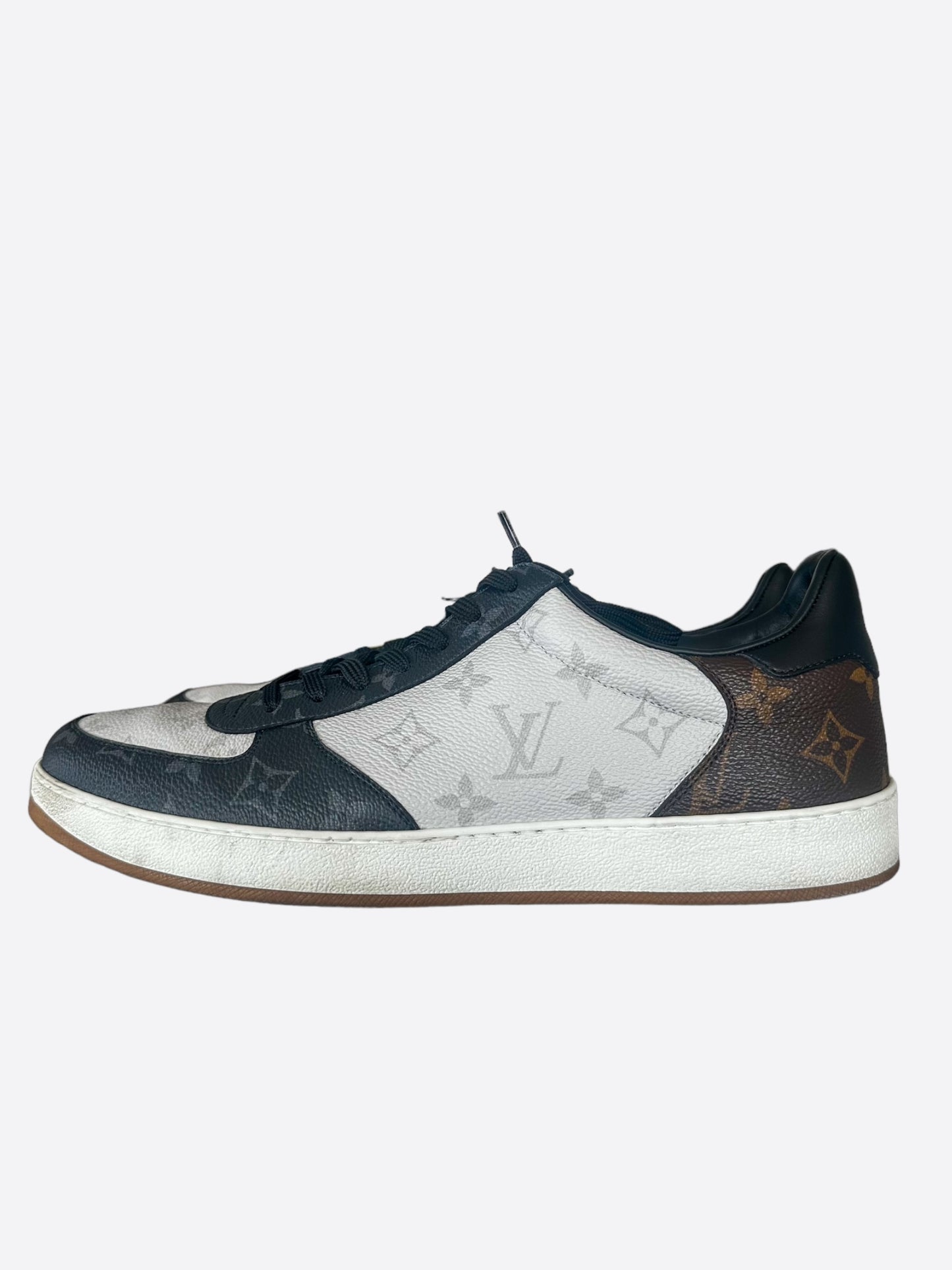 Louis Vuitton Brown White & Black Monogram Rivoli Sneakers