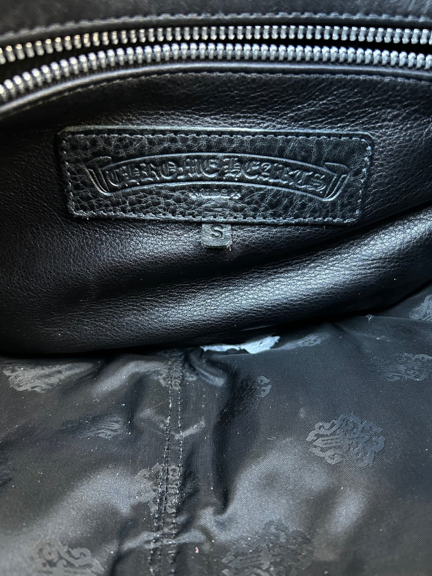 Chrome Hearts Black Leather Cross Patch Duffel Bag