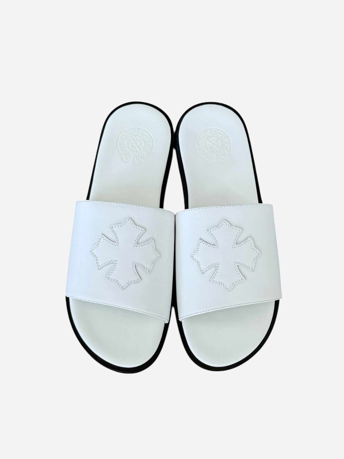 Chrome Hearts White Cross Patch Slides
