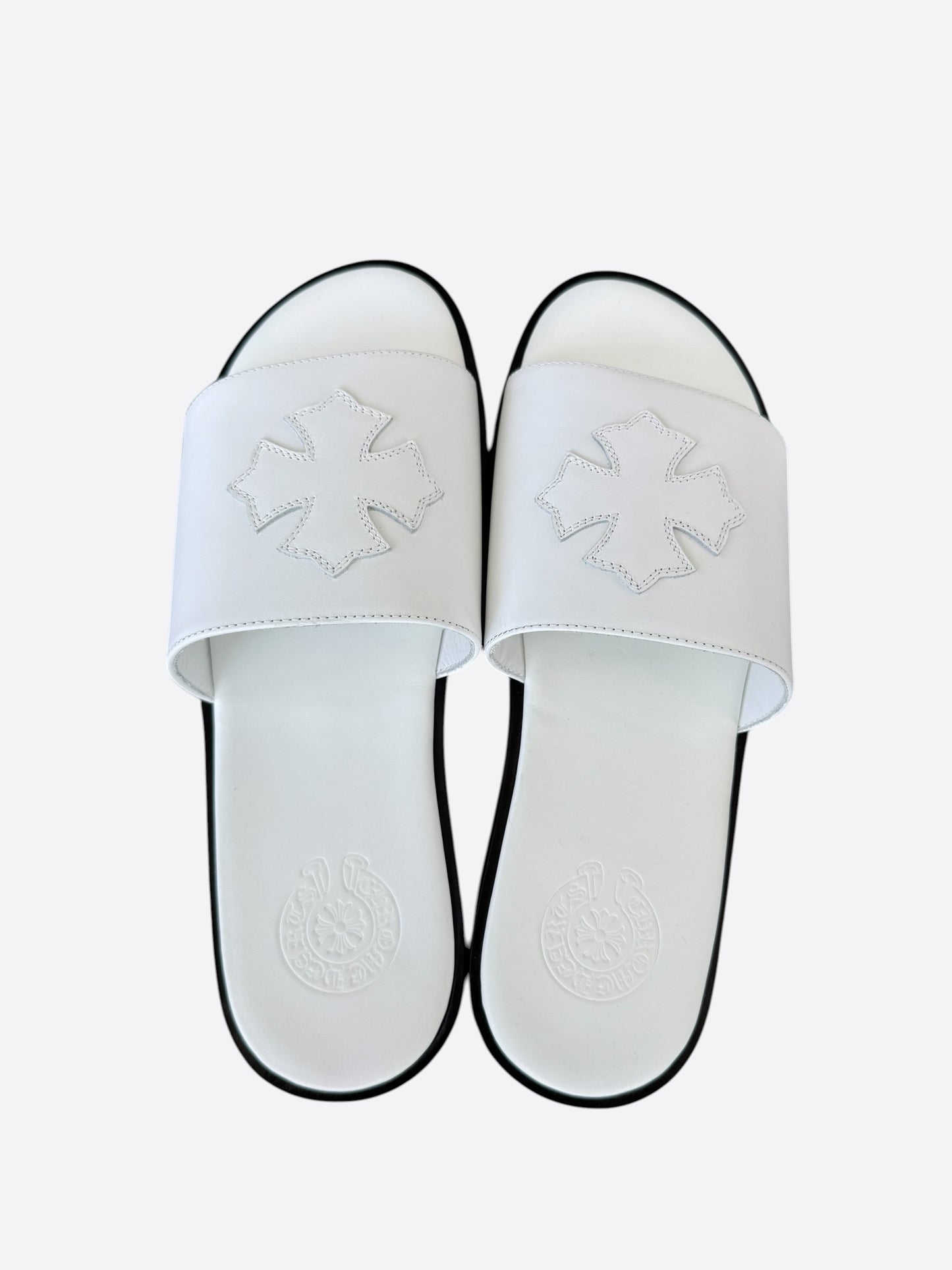Chrome Hearts White Cross Patch Slides