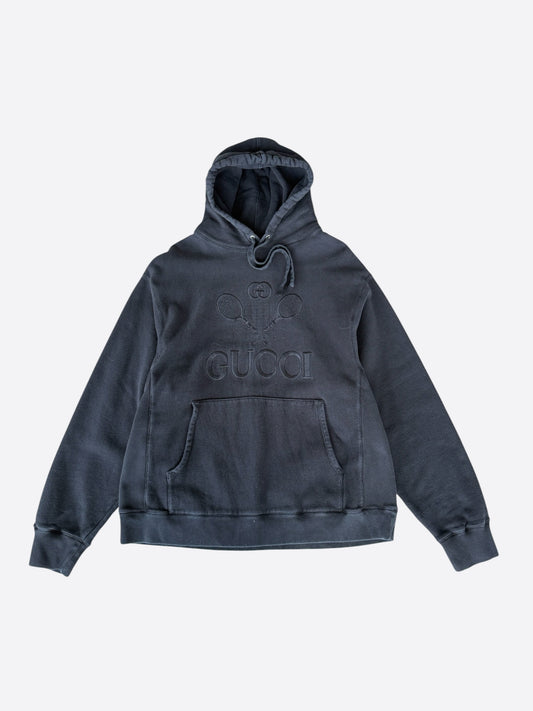 Gucci Black Tennis Embroidered Logo Hoodie