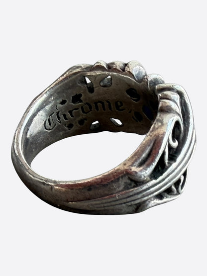 Chrome Hearts Silver, Diamond & Sapphire Floral Cross Ring