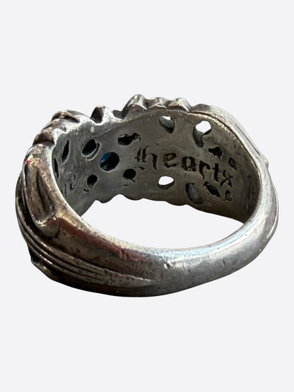 Chrome Hearts Silver, Diamond & Sapphire Floral Cross Ring