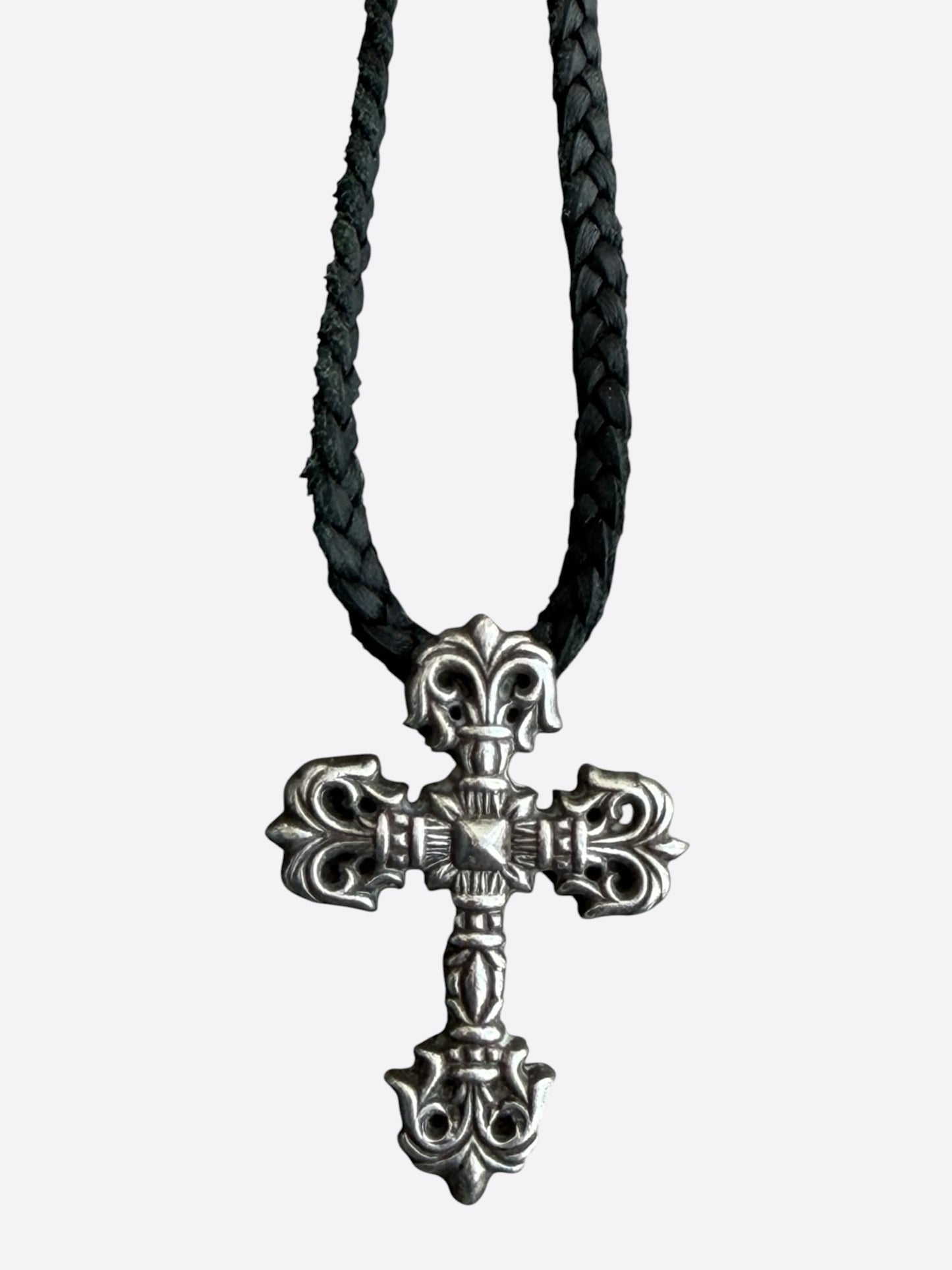 Chrome Hearts Silver Filigree Cross Necklace