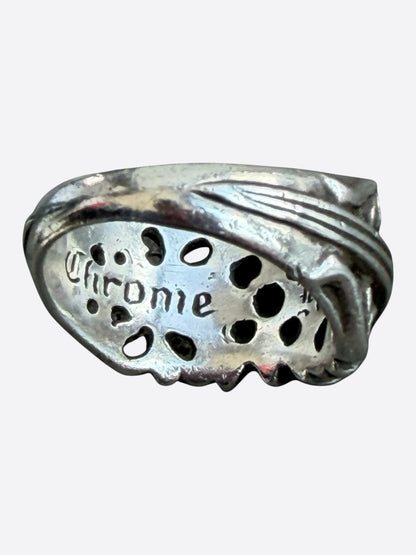 Chrome Hearts Silver & Diamond Floral Cross Ring