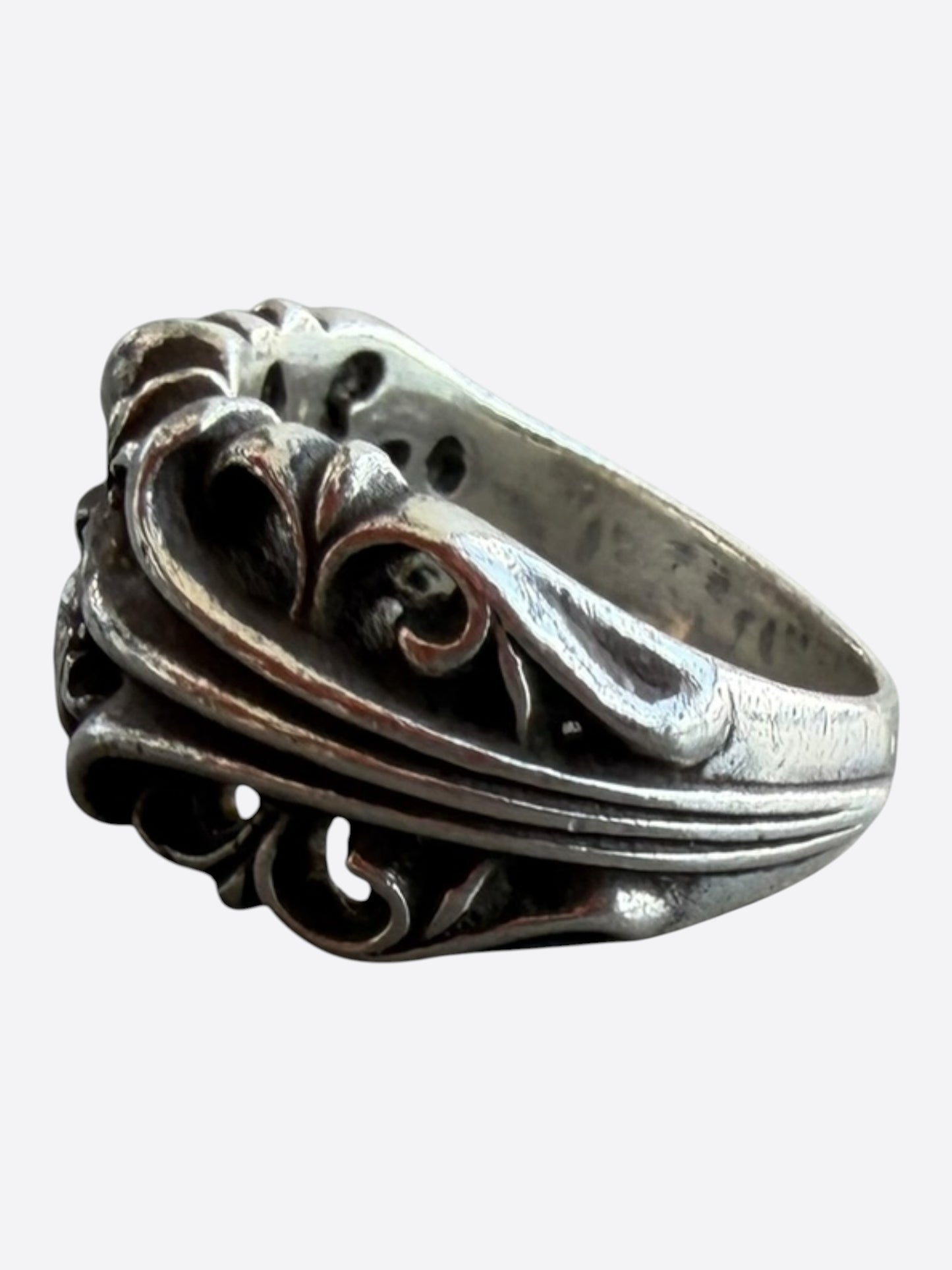 Chrome Hearts Silver & Diamond Floral Cross Ring