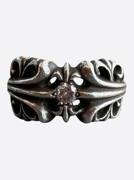Chrome Hearts Silver & Diamond Floral Cross Ring