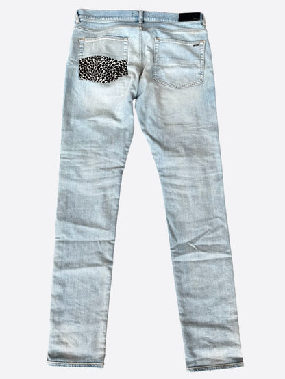 Amiri Indigo & Leopard Patch MX1 Jeans