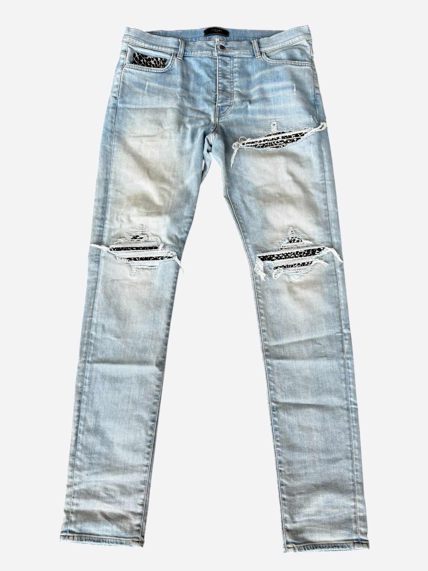 Amiri Indigo & Leopard Patch MX1 Jeans