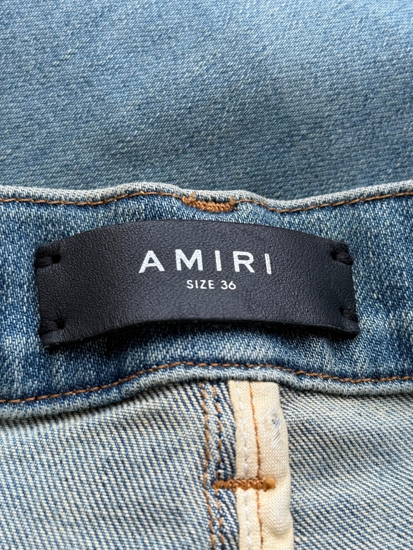 Amiri Indigo & Red Bandana Patch MX1 Jeans