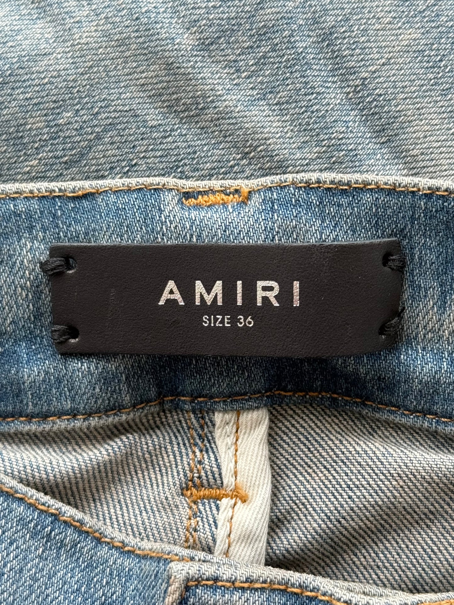 Amiri Clay Indigo Rainbow Bandana Patch Thrasher Jeans