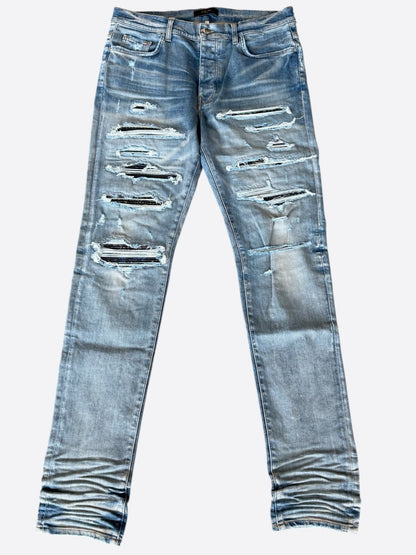 Amiri Clay Indigo Rainbow Bandana Patch Thrasher Jeans
