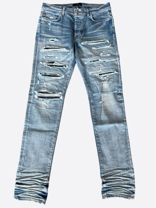 Amiri Clay Indigo Rainbow Bandana Patch Thrasher Jeans
