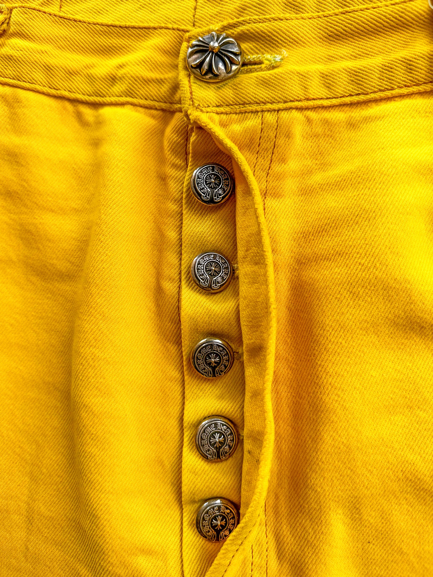 Chrome Hearts Yellow Large Cross Patch Jeans