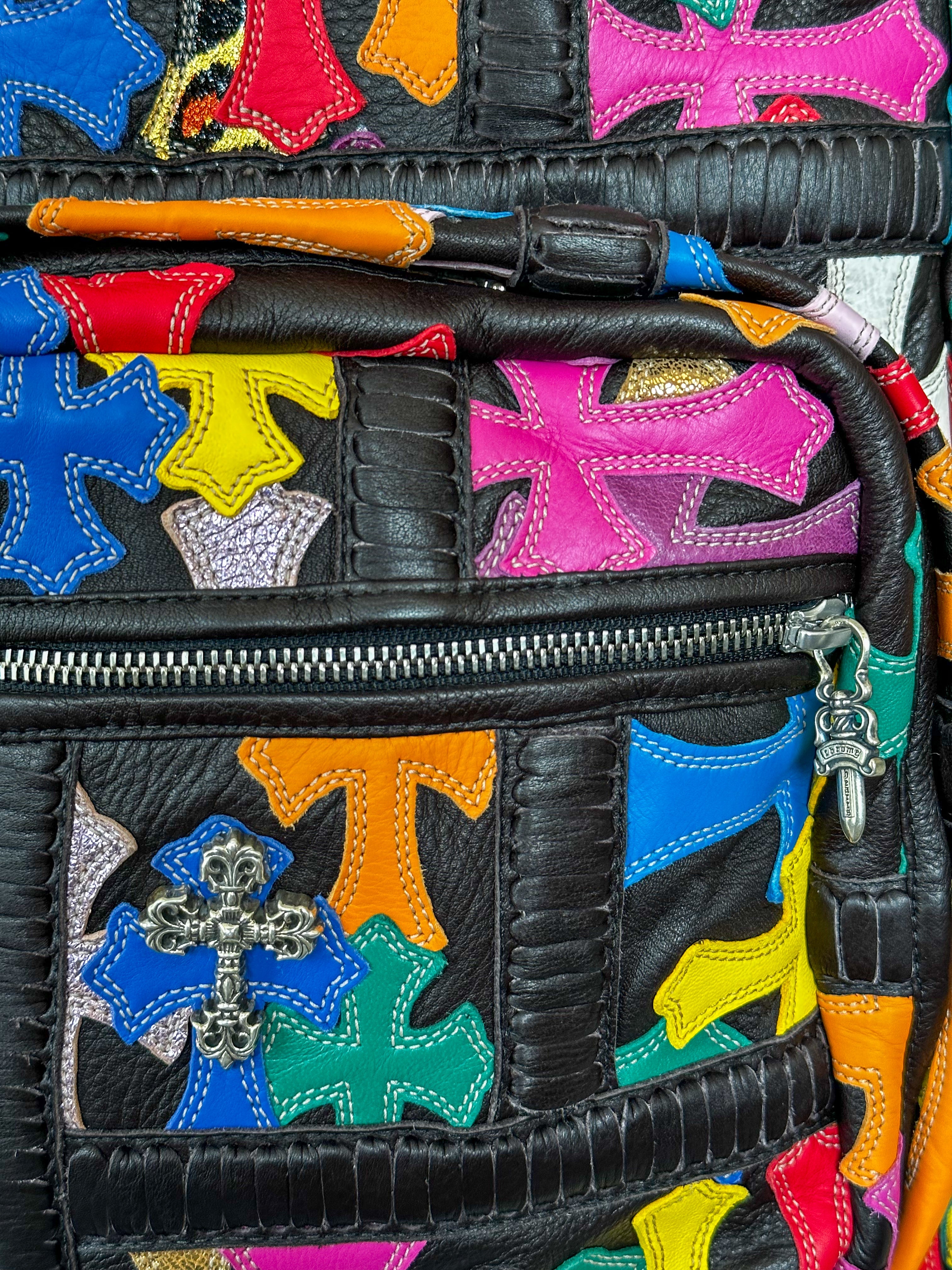 Chrome Hearts Black Multicolor Cross Patch Leather Backpack - OS /  Multicolor