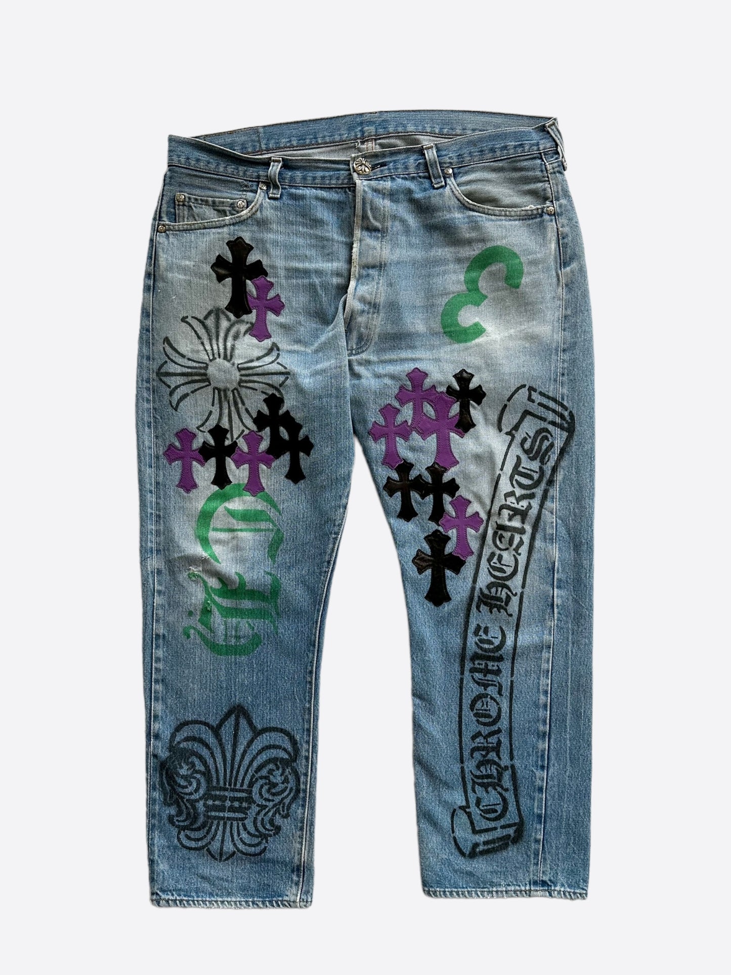 Chrome Hearts Levis Blue Cross Patch Stencil Jeans