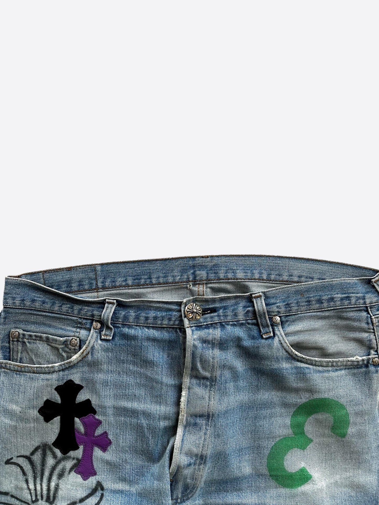 Chrome Hearts Levis Blue Cross Patch Stencil Jeans