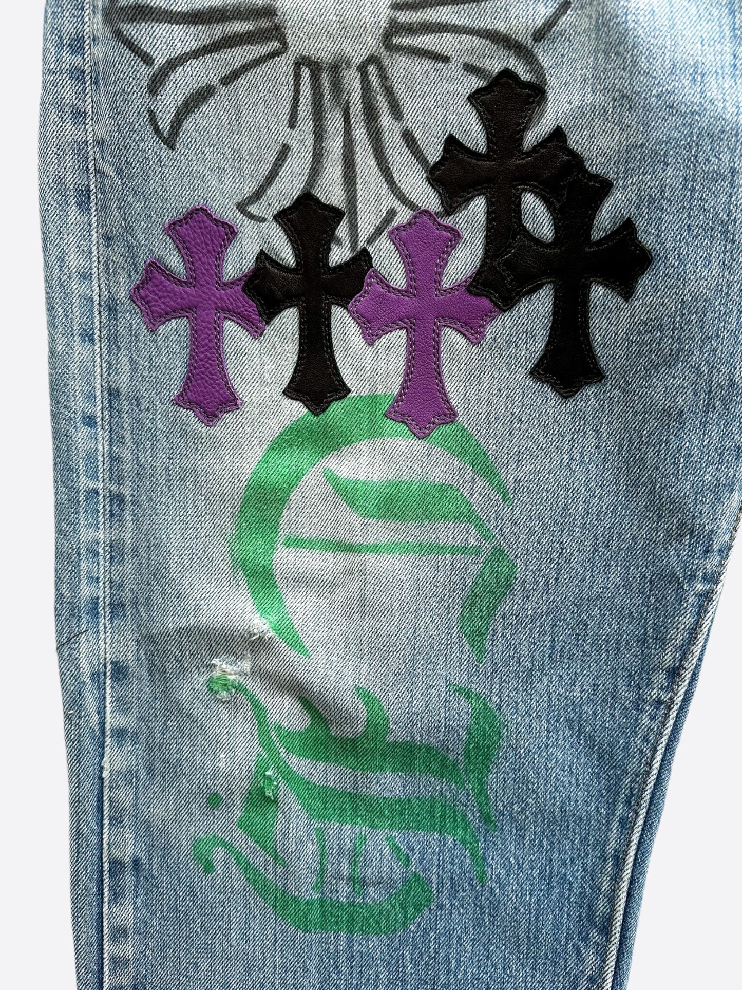 Chrome Hearts Levis Blue Cross Patch Stencil Jeans