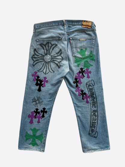 Chrome Hearts Levis Blue Cross Patch Stencil Jeans