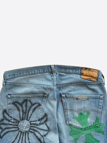 Chrome Hearts Levis Blue Cross Patch Stencil Jeans