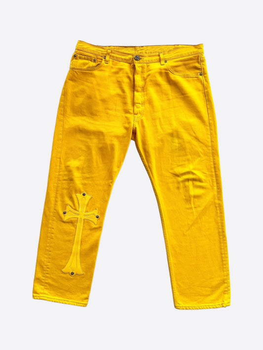 Chrome Hearts Yellow Large Cross Patch Jeans