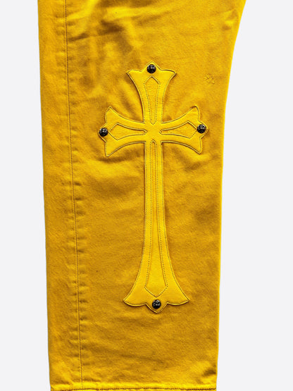 Chrome Hearts Yellow Large Cross Patch Jeans