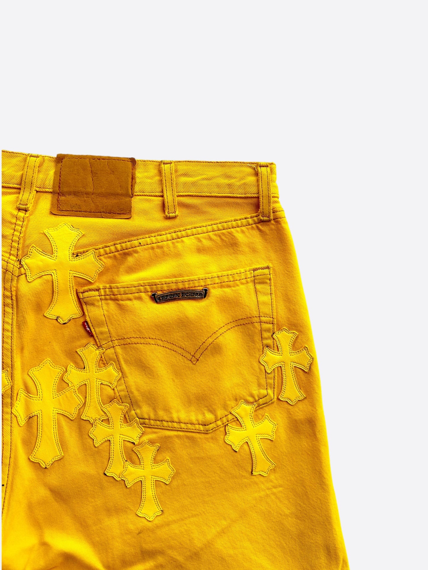 Chrome Hearts Yellow Large Cross Patch Jeans