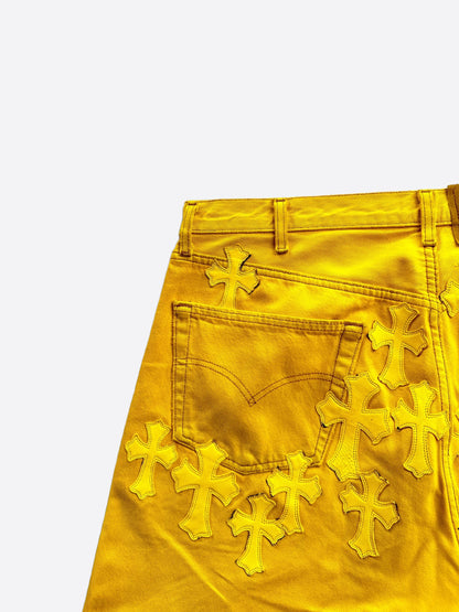 Chrome Hearts Yellow Large Cross Patch Jeans