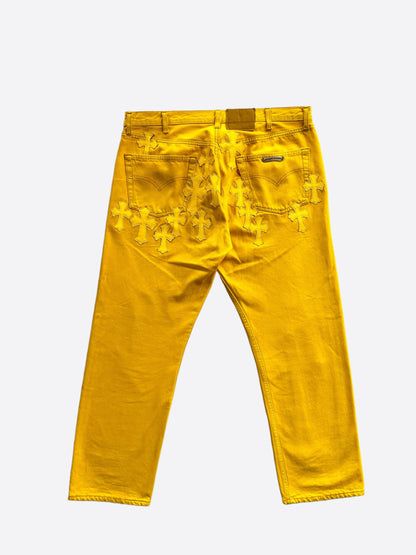 Chrome Hearts Yellow Large Cross Patch Jeans