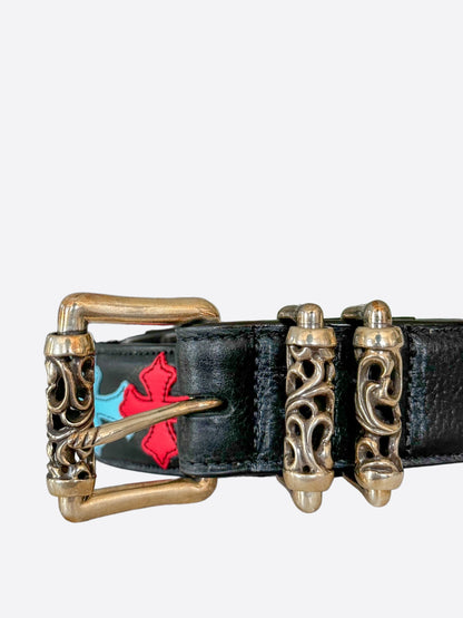 Chrome Hearts Black Multicolor Cross Patch Roller Belt