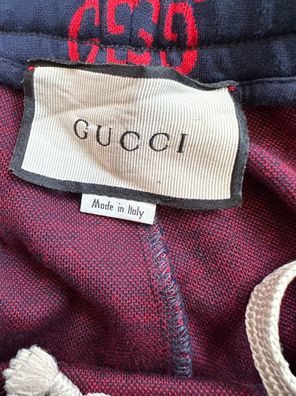 Gucci Navy & Red GG Monogram Jacquard Shorts