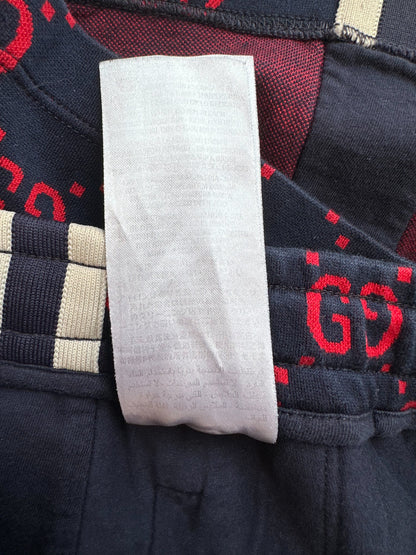 Gucci Navy & Red GG Monogram Jacquard Shorts