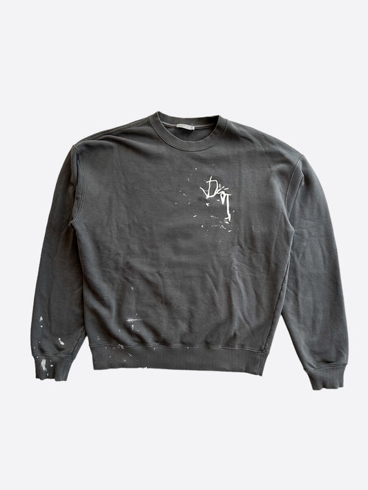 Dior Cactus Jack Grey & White Embroidered Logo Sweater