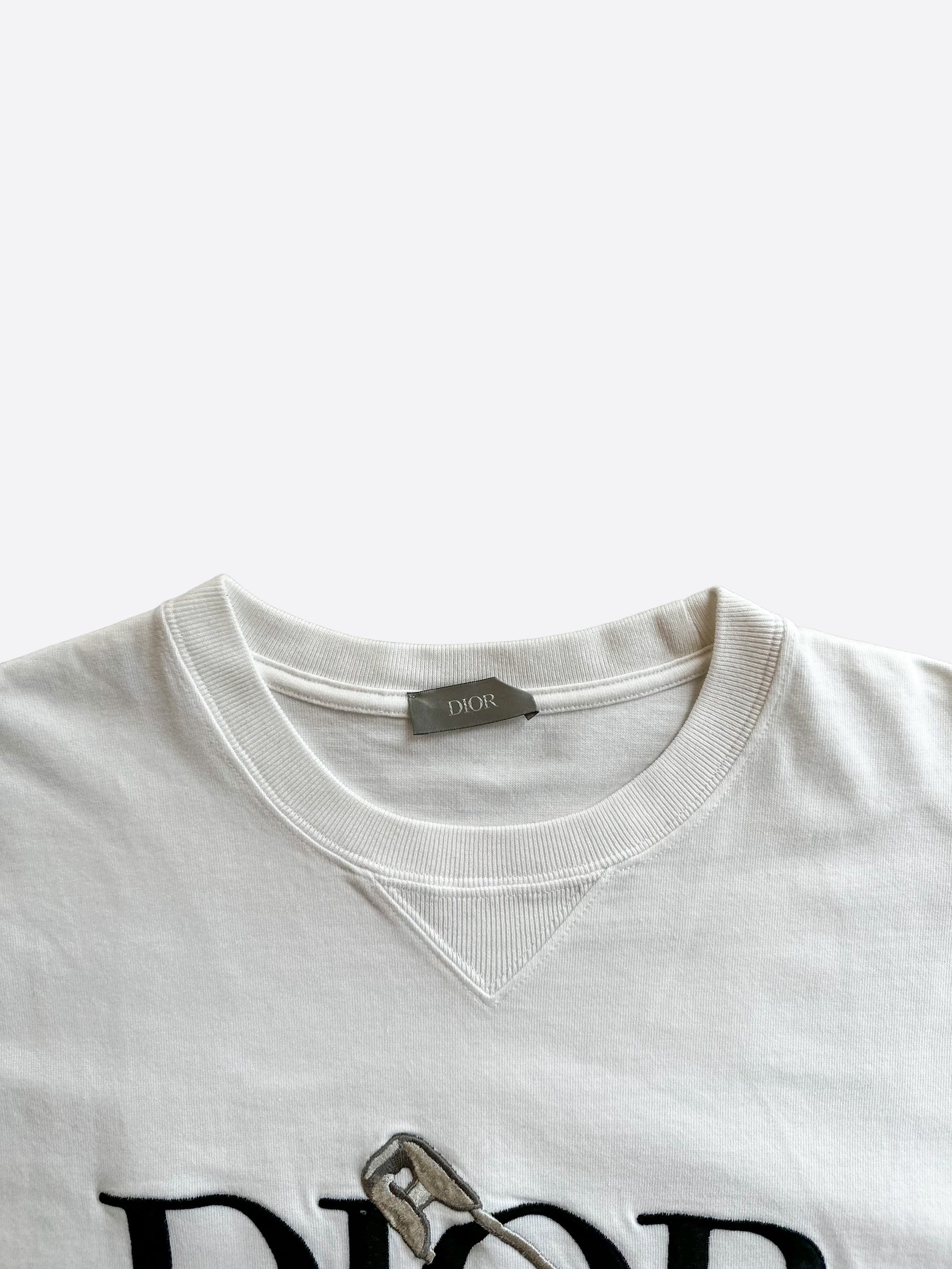 Dior Judy Blame White & Black Pin Embroidered Logo T-Shirt