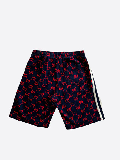 Gucci Navy & Red GG Monogram Jacquard Shorts