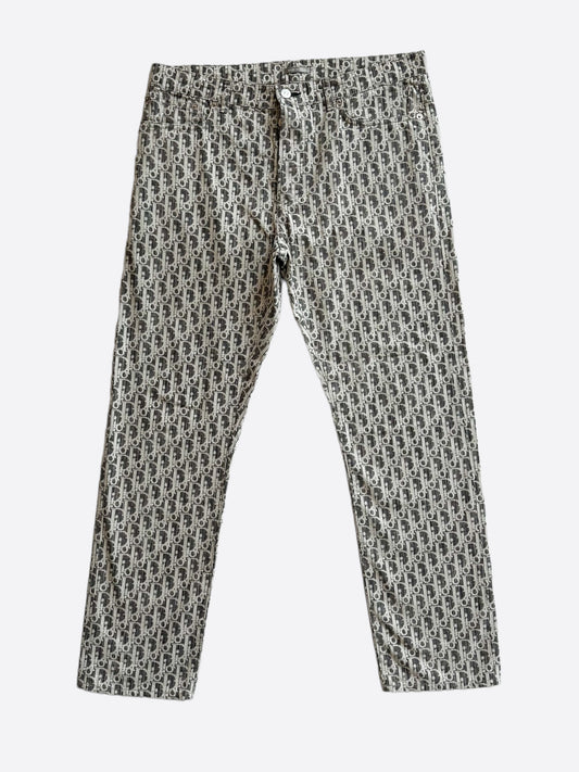 Dior Grey & White Oblique Slim Jeans