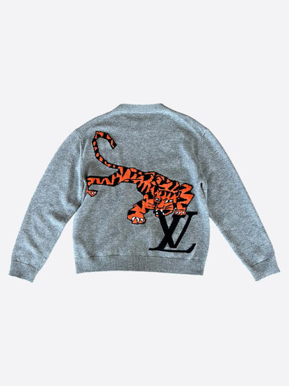 Louis Vuitton Grey Tiger Wool Knitted Sweater