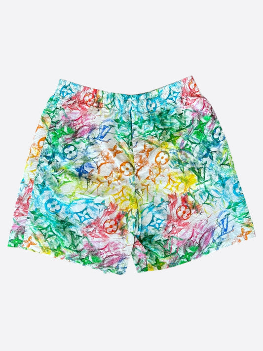 Louis Vuitton White Multicolor Pastel Monogram Swimshorts